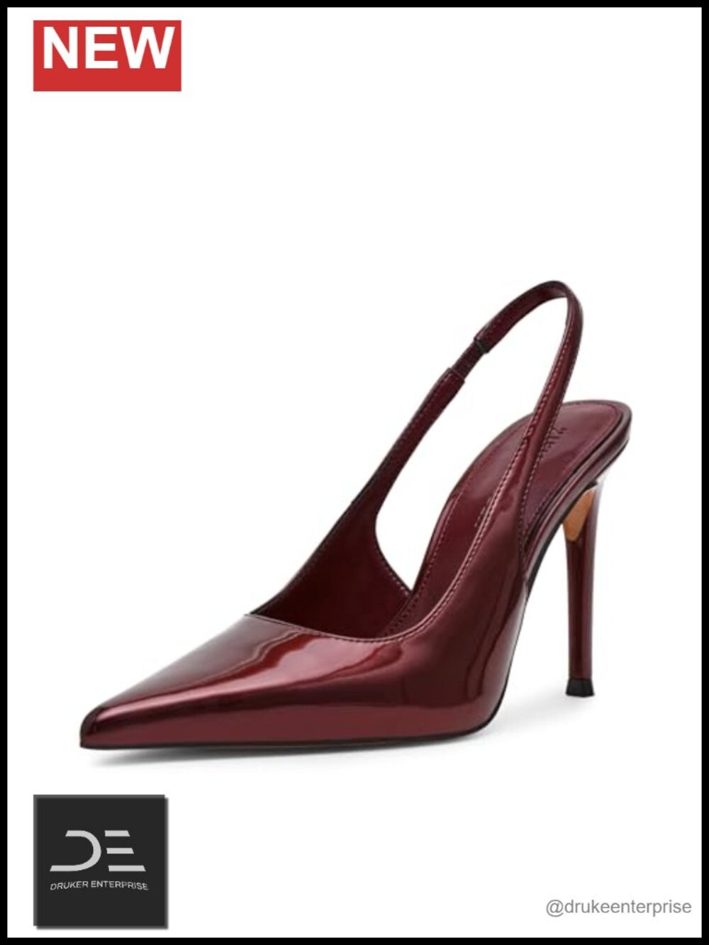 Patent Leather Pointed Toe Slingback Heels 4.25in Stiletto